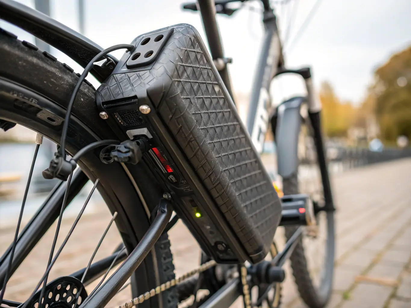 An image showcasing a sleek lithium battery pack installed in an electric scooter, highlighting modern design and compact size.